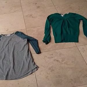 Emerald green long sleeve and gray long sleeve
